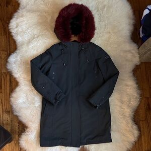 Diane Von Furstenberg coat with faux fur trim